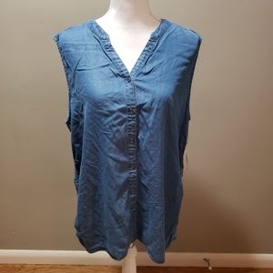 Style & Co Denim Blue Button Up Tank